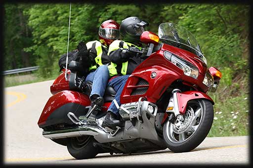 Rider and Passenger on Goldwing with Windbender